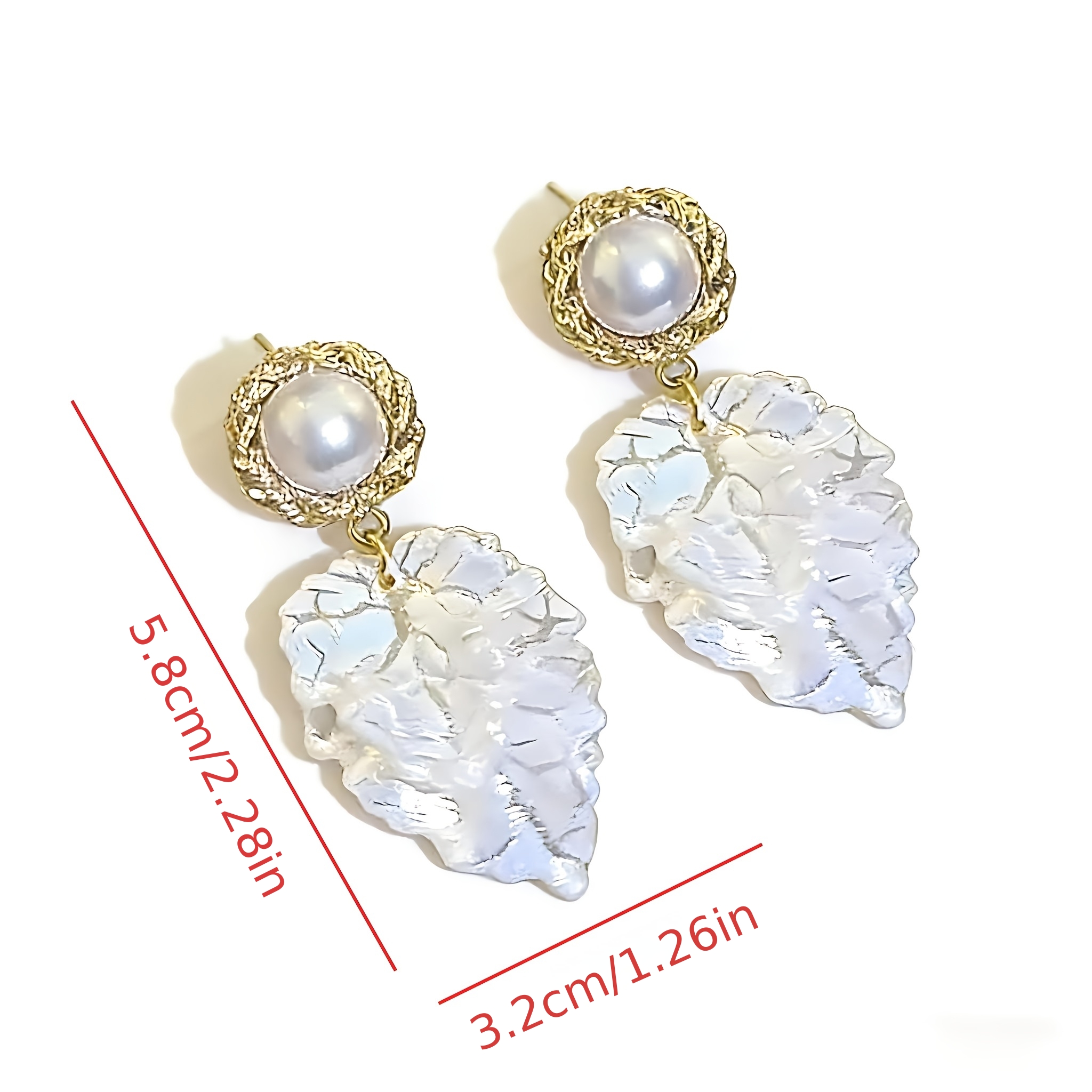 Women's Chinese-Style Cracked Ice Leaf Pendant with Pearl Imitation Earrings